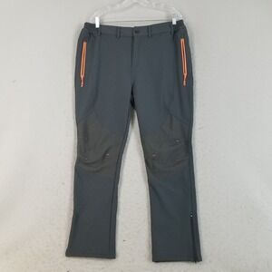 Gash Hao Hiking Pants Mens 38x30 Gray Softshell Fleece Lined Outdoor Tech